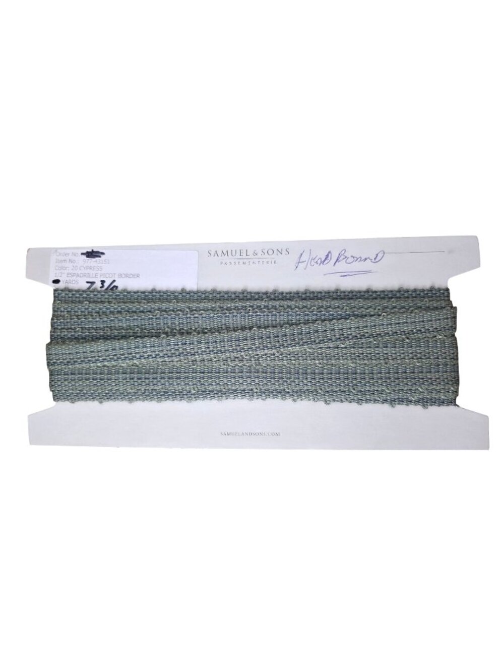 Samuel & Sons 7 3/4 Yd Espadrille Picot Border Cypress Legacy Passementerie Trim
